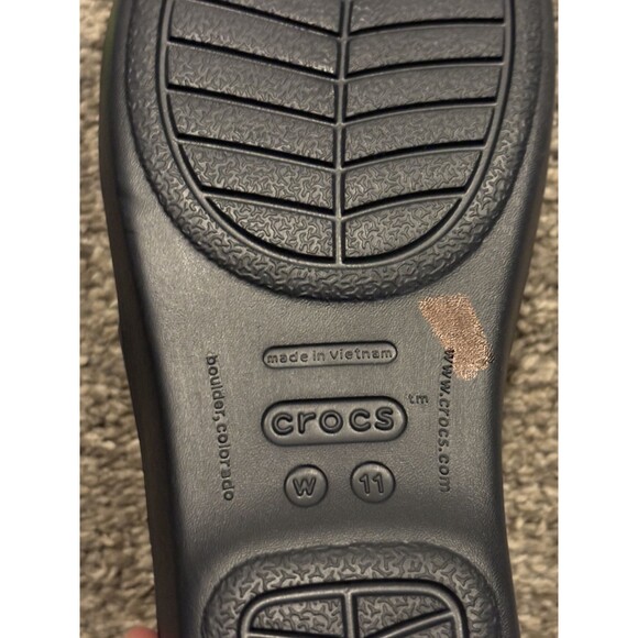 Crocs Rubber Rhonda Women Sandals Size 11 Navy Blue Wedge Slip On Slides - Picture 8 of 9